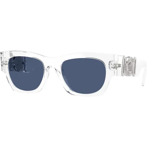 Blue Lens Sunglasses Crystal Frame , unisex, Sizes: 52 MM - Versace - Modalova