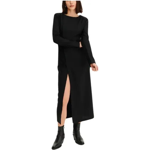 Schwarzes Woll Wallet Kleid , Damen, Größe: M - Noyoco - Modalova