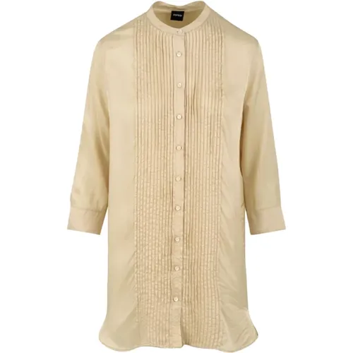Natural Fine Cotton Classic Collar Shirt with Mother of Pearl Buttons , female, Sizes: S, XS, M - Aspesi - Modalova