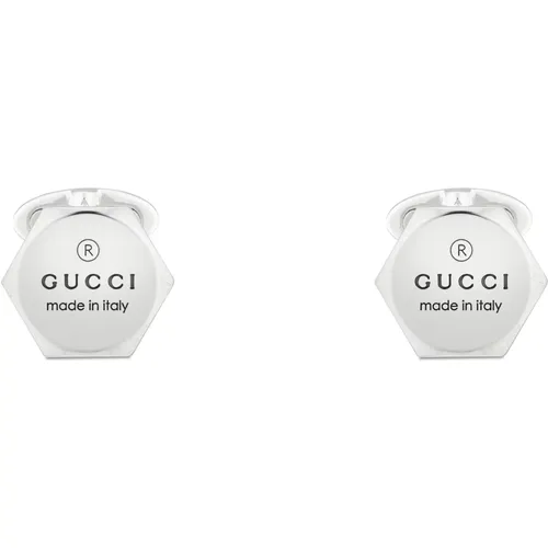 Sterling Silver Cufflinks with Trademark , female, Sizes: ONE SIZE - Gucci - Modalova