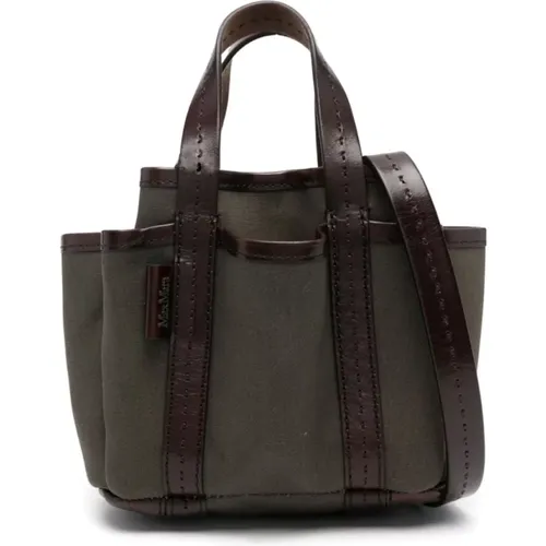 Canvas Leather Shoulder Bag , female, Sizes: ONE SIZE - Max Mara - Modalova