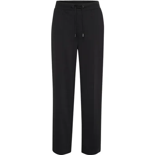 Straight Pants Schwarz Tief , Damen, Größe: 2XL - Kaffe - Modalova