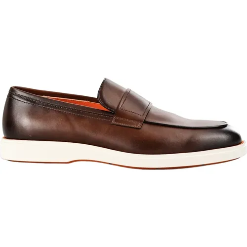 Italian Leather Decolletes Shoes , male, Sizes: 10 UK, 11 UK - Santoni - Modalova