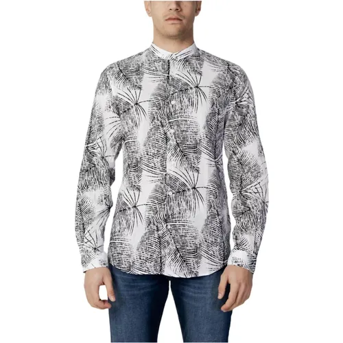Black Print Mandarin Collar Shirt , male, Sizes: 2XL, XL - Antony Morato - Modalova