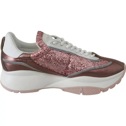 Rosa Glitzer Leder Sneakers - Jimmy Choo - Modalova