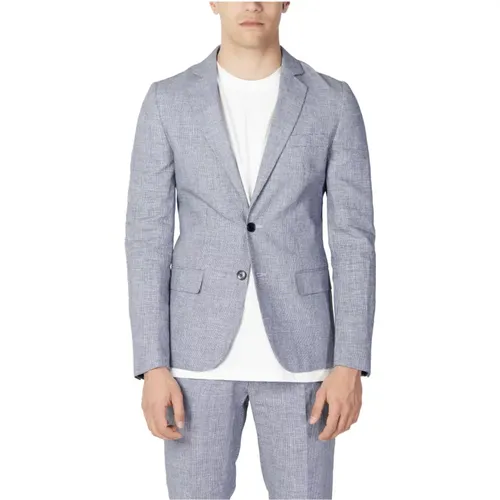 Blaue Marl Knopfleiste Blazer Frühling/Sommer , Herren, Größe: 3XL - Antony Morato - Modalova