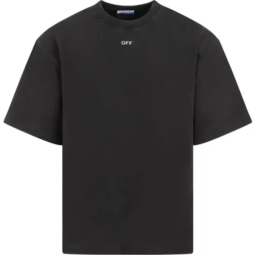 Schwarzes Baumwoll-Skate-T-Shirt , Herren, Größe: M - Off White - Modalova