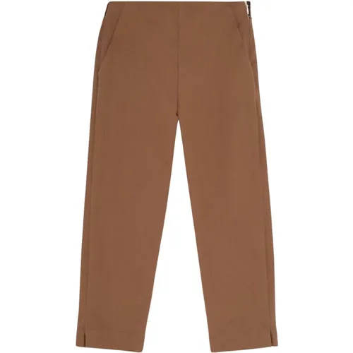 Braune Gabardine Hose mit elastischem Bund - Fendi - Modalova