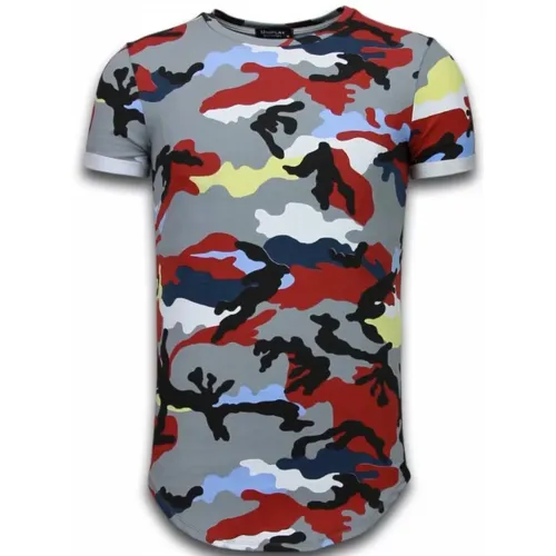 Camouflage Lang Passform Shirt Army - Herren T-Shirt - Up-T127P - True Rise - Modalova