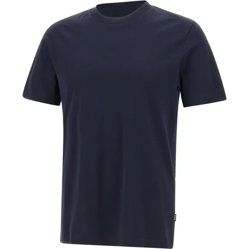 Blau Mercerisierte Baumwoll-T-Shirt, Rundhals , Herren, Größe: S - Hugo Boss - Modalova