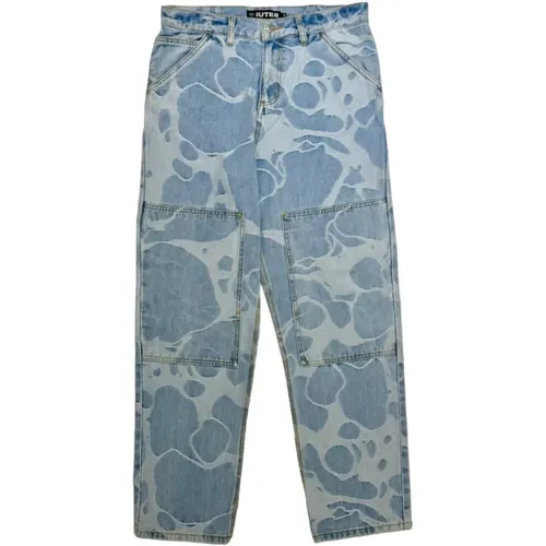 Marmor Jacquard Knie Pads Denim Jeans , Herren, Größe: W28 - IUTER - Modalova