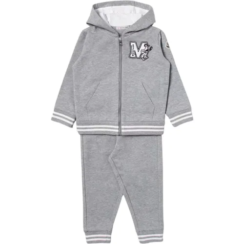 Graues Kinderkleidungsset mit Kapuzenpullover und elastischem Bund - Moncler - Modalova