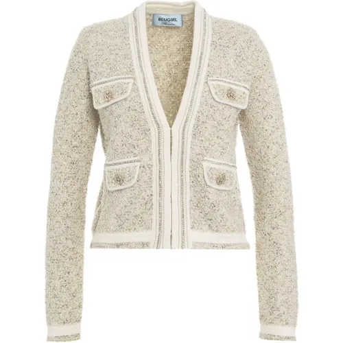 Glitzer Jacquard Cardigan mit V-Ausschnitt - Blugirl - Modalova