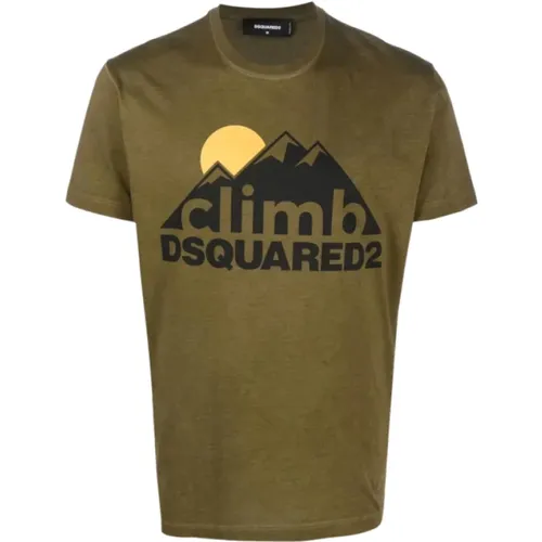 Grünes Waldmuster T-Shirt , Herren, Größe: M - Dsquared2 - Modalova