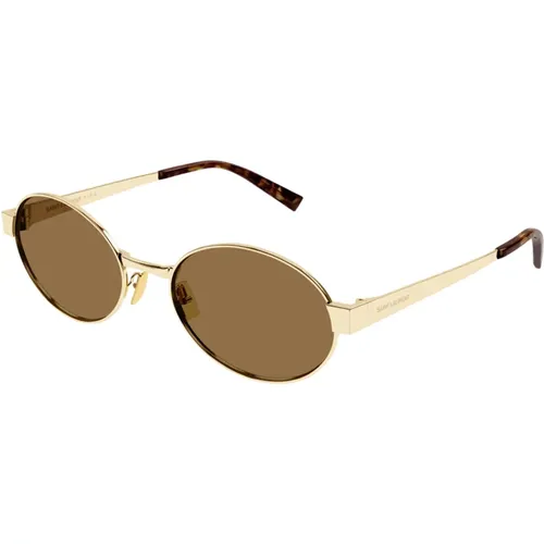 Gold Sunglasses with Original Case , female, Sizes: 55 MM - Saint Laurent - Modalova