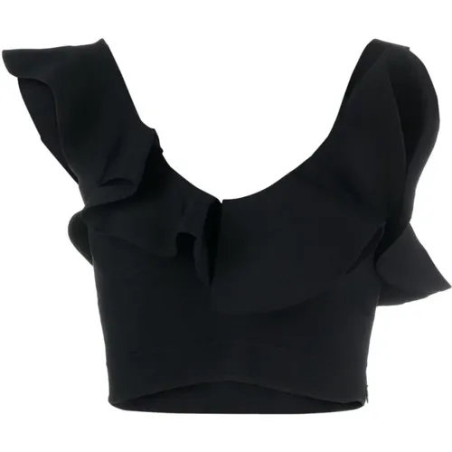 Gathered-Neckline Cropped Top , female, Sizes: XS - alexander mcqueen - Modalova