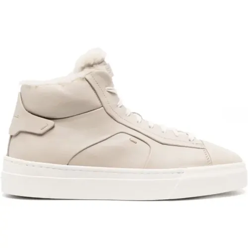 High-Top Sheepskin Sneakers , Damen, Größe: 36 1/2 EU - Santoni - Modalova