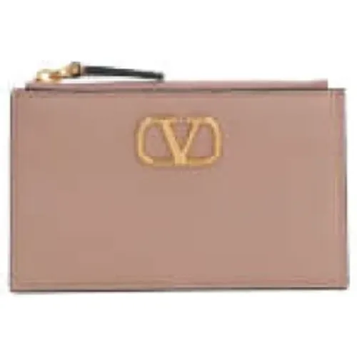 Hammered Leather Credit Card Wallet , female, Sizes: ONE SIZE - Valentino Garavani - Modalova
