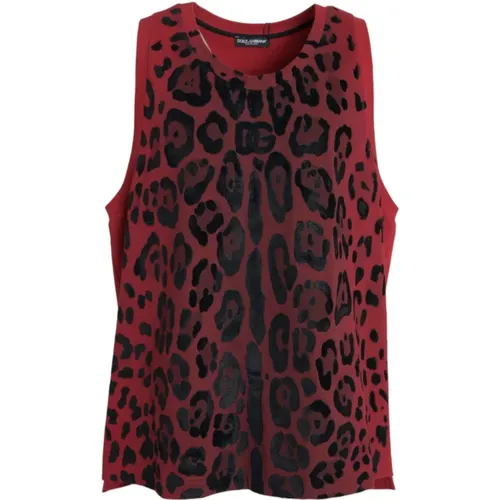 Rotes Leopardenmuster Tanktop - Dolce & Gabbana - Modalova