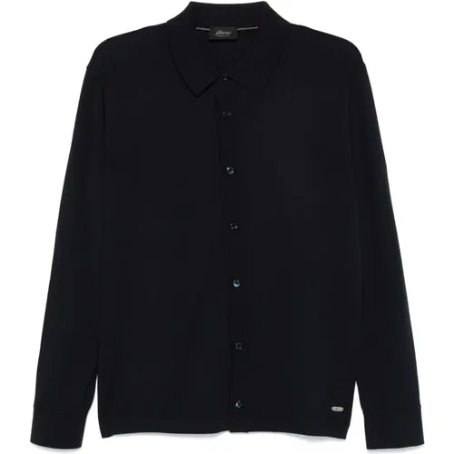 Blaues Langarm Polo-neck Shirt - Brioni - Modalova