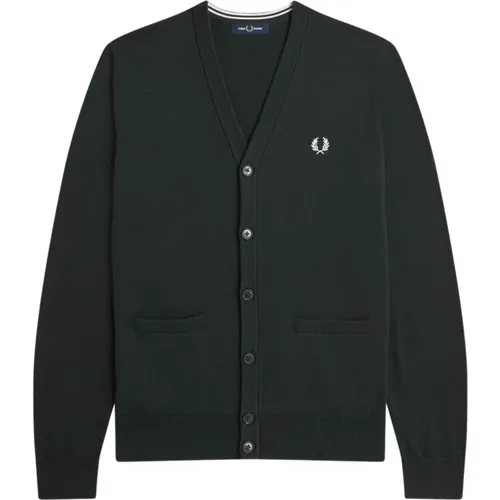 Knitted V-Neck Cardigan , male, Sizes: XL - Fred Perry - Modalova