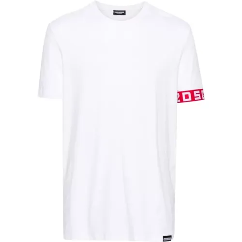 Weiße Crewneck Logo T-shirt , Herren, Größe: XL - Dsquared2 - Modalova