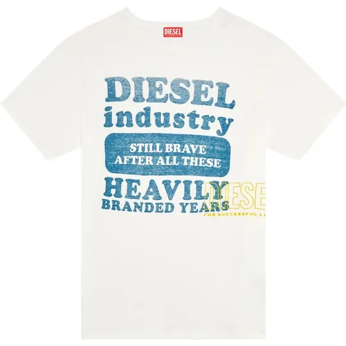 T-Shirt mit Inside-Out-Logo-Print , Herren, Größe: XL - Diesel - Modalova
