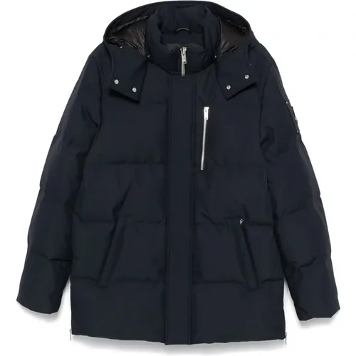 Blaue Daunenjacke mit abnehmbarer Kapuze - Moose Knuckles - Modalova