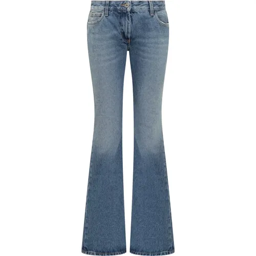 Flared Jeans,Blaue Slim Flared Jeans für Damen - Off White - Modalova