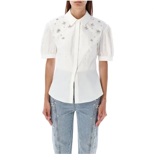Embellished Cotton Shirt Aw24 , female, Sizes: XS, 2XS - Self Portrait - Modalova