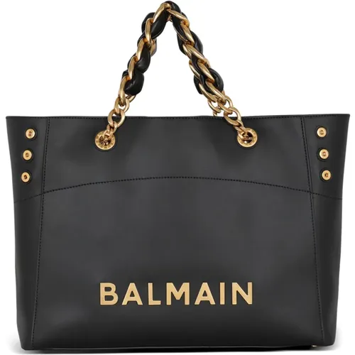 Soft leather tote bag , female, Sizes: ONE SIZE - Balmain - Modalova