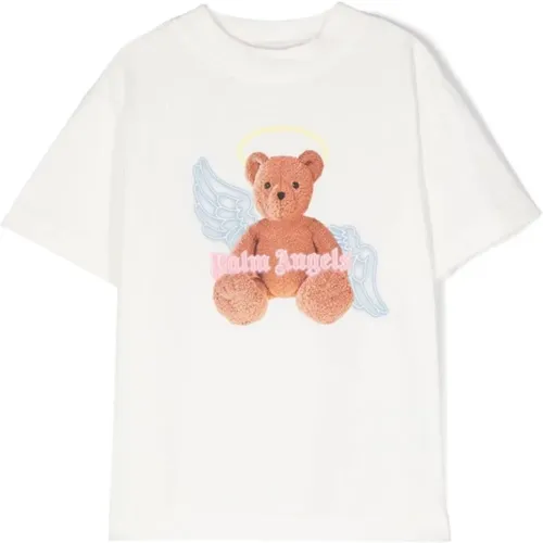 T-Shirts,Mädchen Baumwoll-T-Shirt mit Druck - Palm Angels - Modalova