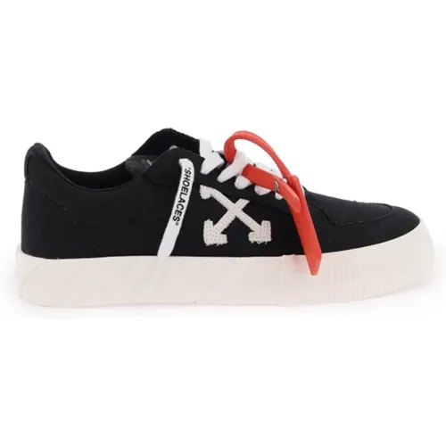 Canvas Low Vulcanized Sneakers with Contrasting Logo Print , male, Sizes: 6 UK - Off White - Modalova