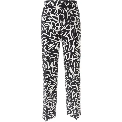 Scribble Print Cotton Pants , male, Sizes: XL - Moschino - Modalova