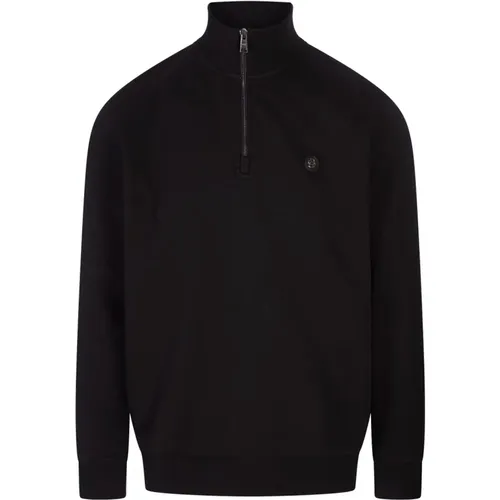 Schwarzer Sweatshirt mit Stehkragen , Herren, Größe: L - Hugo Boss - Modalova