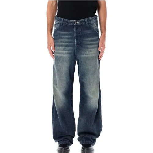 Verwaschene Wide-Leg Blaue Jeans,High-Waist Wide-Leg Jeans mit Taschen - Diesel - Modalova