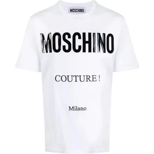 Logo Embossed T-shirt , male, Sizes: L - Moschino - Modalova