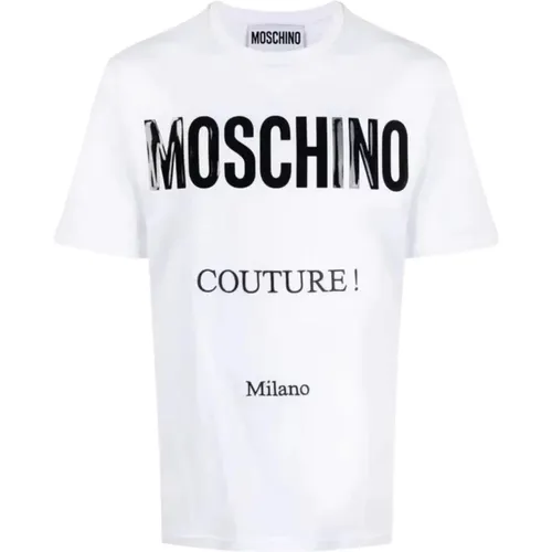 Logo Embossed T-shirt , male, Sizes: L, M - Moschino - Modalova