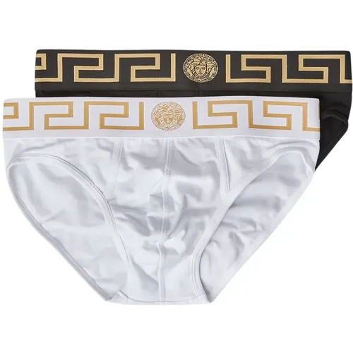 Greca Border Briefs Pack , Herren, Größe: L - Versace - Modalova