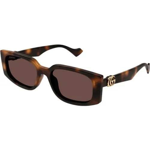 Havana Sunglasses with Lenses , female, Sizes: 55 MM - Gucci - Modalova