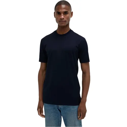 Glänzendes Blaues Rundhals T-shirt - Valenza - Modalova
