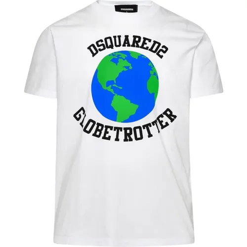 Globetrotter Cotton T-Shirt , male, Sizes: XS, M - Dsquared2 - Modalova