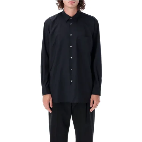 Navy Wool Shirt with Point Collar , male, Sizes: L, XL - Comme des Garçons - Modalova