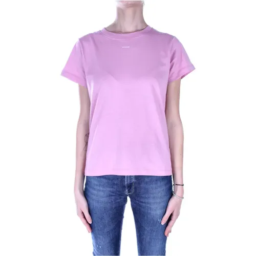 Logo Front T-shirt in Cotton , female, Sizes: L, S - pinko - Modalova