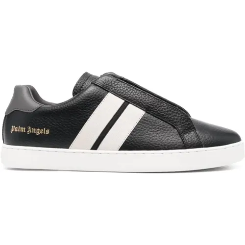 Leather Low-Top Sneakers with Stripe Detail , male, Sizes: 7 UK - Palm Angels - Modalova