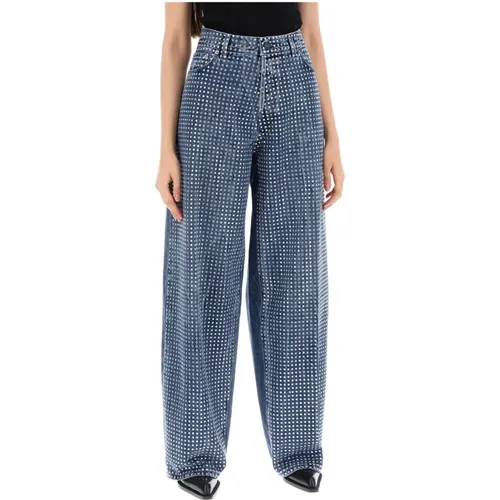 Silberne Strass-verzierte Denim-Jeans , Damen, Größe: W25 - Haikure - Modalova
