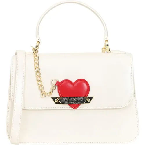 Ivory Handtasche mit Herzanhänger,Ivory Taschen für Stilvolles Aussehen - Love Moschino - Modalova