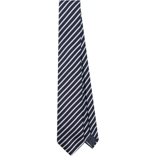 Blaue Gewebte Jacquard Krawatte , Herren, Größe: ONE Size - Emporio Armani - Modalova