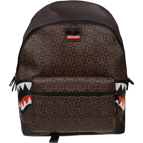 Emperor Side Backpack - Sharks in Paris Check , male, Sizes: ONE SIZE - Sprayground - Modalova