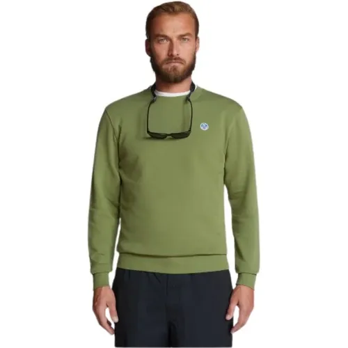 Bio-Baumwoll-Sweatshirt mit gebürsteter Rückseite , Herren, Größe: XL - North Sails - Modalova
